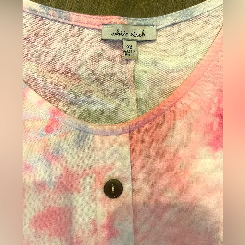 White Birch Pink and Blue Tie-Dye Baby doll dress/top - Picture 2 of 5